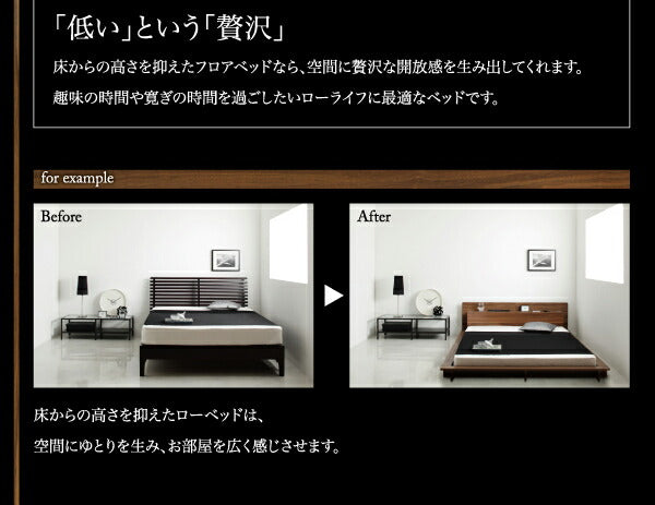 【新商品】組立設置付き モダンライト・コンセント付きローベッド Burlington バーリントン マルチラススーパースプリングマットレス付き シングル 送料無料