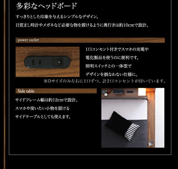 【新商品】組立設置付き モダンライト・コンセント付きローベッド Burlington バーリントン 国産カバーポケットコイルマットレス付き シングル 送料無料