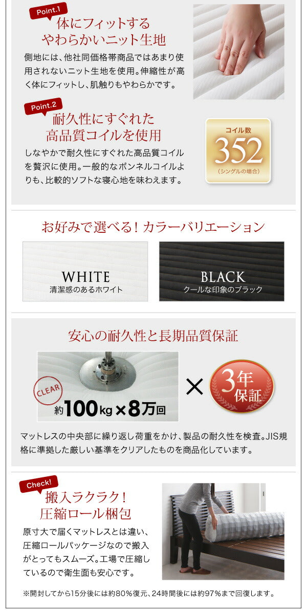 棚・コンセント付きデザインすのこベッド Reister レイスター マルチラススーパースプリングマットレス付き シングル 送料無料