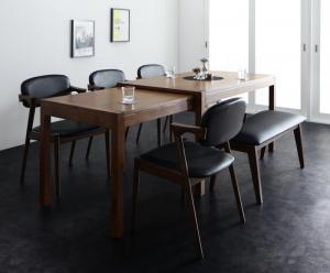 【新商品】組立設置付き モダンデザイン スライド伸縮テーブル ダイニングセット Jamp ジャンプ 6点セット(テーブル+チェア4脚+ベンチ1脚) W135-235 送料無料