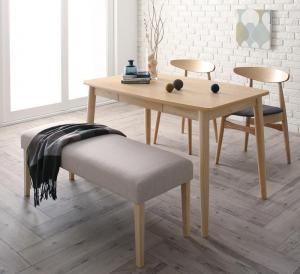【新商品】組立設置付き 北欧スタイル ダイニング Laurel ローレル 4点セット(テーブル+チェア2脚+ベンチ1脚) W115 送料無料
