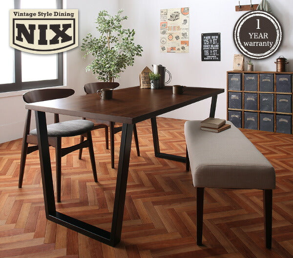 【新商品】組立設置付き ヴィンテージテイスト スチール脚ダイニングセット NIX ニックス 4点セット(テーブル+チェア2脚+ベンチ1脚) W120 送料無料