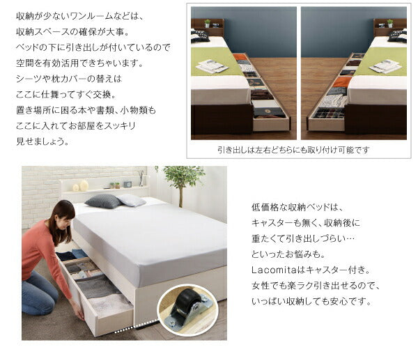 工具いらずの組み立て・分解簡単収納ベッド Lacomita ラコミタ ベッドフレームのみ シングル 送料無料