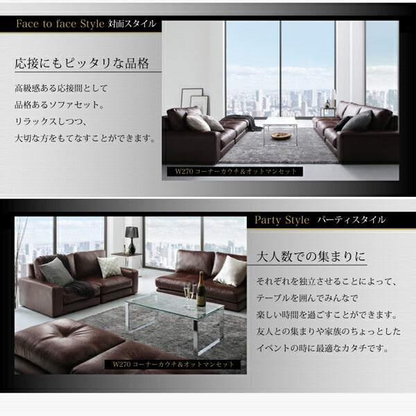 【新商品】レイアウト自由 家族でリビングを囲める大型コーナーカウチソファ La fayette ラ・ファイエット ソファ&オットマンセット 幅210cm 送料無料