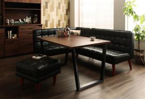 【新商品】ヴィンテージスタイル・リビングダイニングセット CISCO シスコ 4点セット(テーブル+ソファ1脚+アームソファ1脚+スツール1脚) 左アーム W120 送料無料