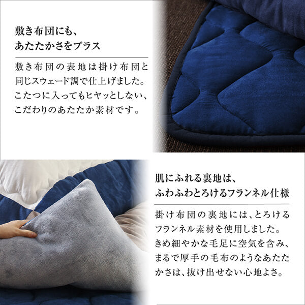 【新商品】スウェード調パッチワークこたつ布団 tsudoi ツドイ 掛布団&敷布団2点セット 6尺長方形(90×180cm)天板対応 送料無料