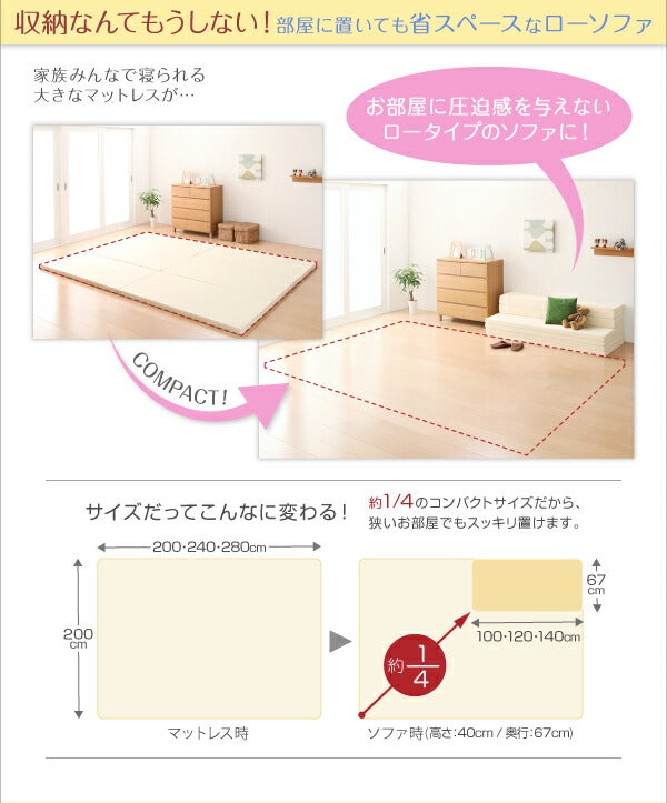 ソファになるから収納いらず 3サイズから選べる家族で寝られるマットレス ワイドK240 送料無料