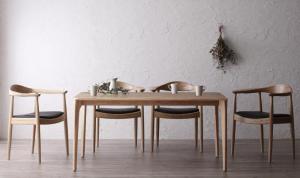 【新商品】組立設置付き 天然木オーク無垢材 北欧デザイナーズ ダイニングセット C.K. シーケー 5点セット(テーブル+チェア4脚) W150 送料無料