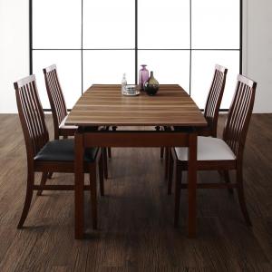 【新商品】組立設置付き 天然木ウォールナット材 ハイバックチェア ダイニング Austin オースティン 5点セット(テーブル+チェア4脚) W140-240 送料無料