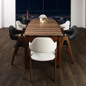 【新商品】組立設置付き 北欧テイスト 天然木ウォールナット材 伸縮ダイニングセット Aurora オーロラ 9点セット(テーブル+チェア8脚) W140-240 送料無料