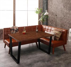 【新商品】組立設置付き 古木風 ヴィンテージ アメリカンスタイル リビングダイニング 99 ダブルナイン 3点セット(テーブル+2Pソファ1脚+アームソファ1脚) 右アーム W120 送料無料