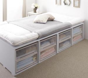 【新商品】組立設置付き 布団で寝られる大容量収納ベッド Semper センペール 薄型スタンダードポケットコイルマットレス付き 引き出しなし ハイタイプ シングル 送料無料