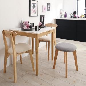 【新商品】カワイイテイスト ダイニング Lauren ローレン 4点セット(テーブル+チェア2脚+スツール1脚) W68 送料無料