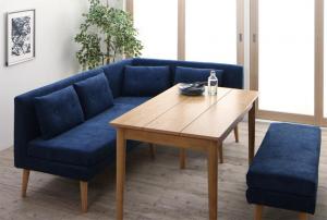 【新商品】組立設置付き 北欧デザインソファ リビングダイニングセット SLIVE スライブ 4点セット(テーブル+2Pソファ1脚+アームソファ1脚+ベンチ1脚) 右アーム W115 送料無料