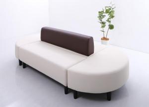 【新商品】空間に合わせて色と形を選ぶレザーカバーリング待合ロビーソファ Caran Coron カランコロン ソファ4点セット 半円×2+背あり+背なし 2P×4 送料無料