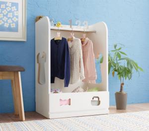 【新商品】落書きが消せる ホワイトキッズ収納シリーズ ハンガーラック 女の子向け 送料無料