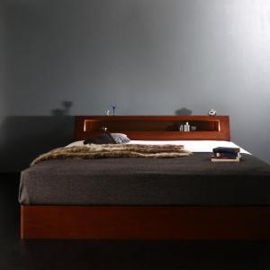 【新商品】高級ウォルナット材ワイドサイズ収納ベッド Fenrir フェンリル ボンネルコイルマットレス付き スリムタイプ クイーン 送料無料