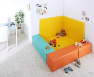 【新商品】法人様必見。子供に安全安心のコーナー型キッズプレイマット Pop Kids ポップキッズ 7点セット フロアマット2枚+スツール3枚+壁面マット2枚 155×155 送料無料