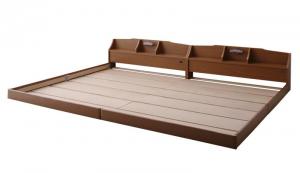 【新商品】親子で寝られる収納棚・照明付き連結ベッド JointFamily ジョイント・ファミリー ベッドフレームのみ クイーン(SS×2) 送料無料