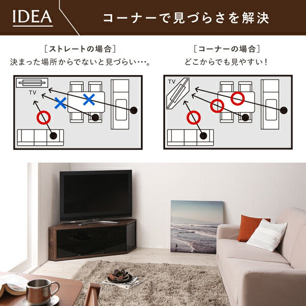 【新商品】角度調節可能 隠しキャスター付き ハーフコーナーテレビボード Cornerα コーナーアルファ 幅115 送料無料