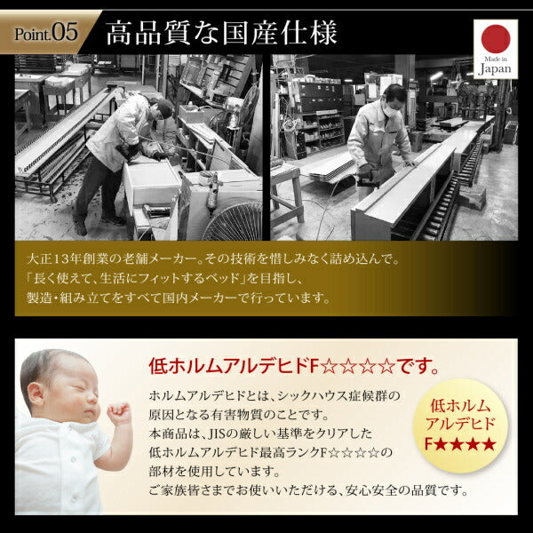 組立設置付 棚・照明・コンセント付国産大型跳ね上げ収納ベッド Caudillne コーディルネ ゼルトスプリングマットレス付き 縦開き ワイドK200 送料無料