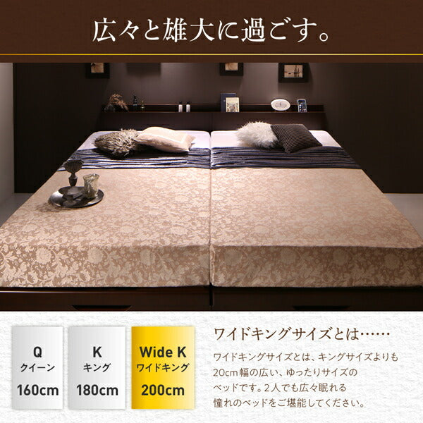 組立設置付 棚・コンセント付き国産大型サイズ頑丈跳ね上げ収納ベッド ナヴァル Naval マルチラススーパースプリングマットレス付き 縦開き ワイドK200 送料無料