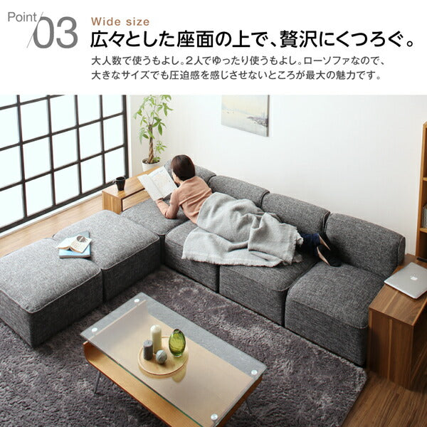 【新商品】ワイドローソファ Lowel ローウェル ソファ&オットマンセット スタンダード肘 2P 送料無料