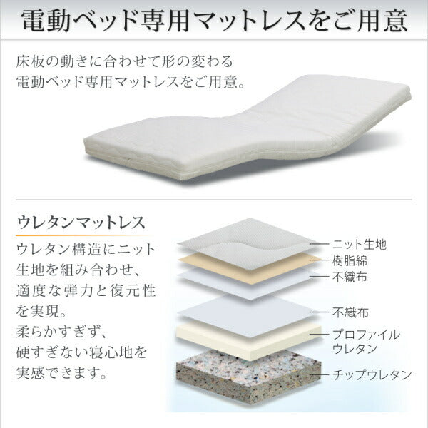 【新商品】お客様組立 寝返りができる棚・コンセント・ライト付き幅広電動介護ベッド ウレタンマットレス付き 2モーター セミダブル 送料無料