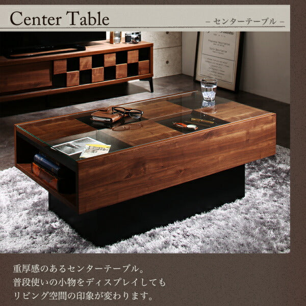 国産完成品 ウォルナット調 引き戸リビング収納シリーズ Ibura イブラ 2点セット(テレビボード+センターテーブル) W180 送料無料