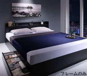 【新商品】組立設置付き 棚・コンセント付収納ベッド Milliald ミリアルド ベッドフレームのみ ダブル 送料無料