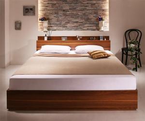 【新商品】組立設置付き 棚・コンセント付収納ベッド Irvine アーヴァイン スタンダードボンネルコイルマットレス付き シングル 送料無料