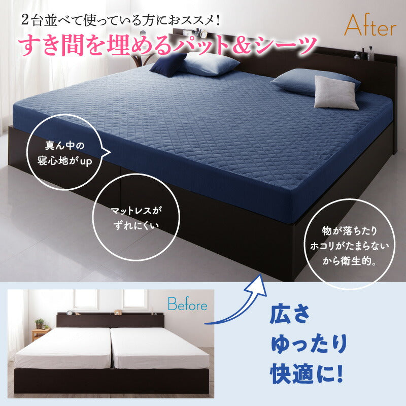 【新商品】2台を包むファミリーサイズ 年中快適100%コットンタオルのパッド・シーツ Cotie コティエ キルトケット クイーン 送料無料