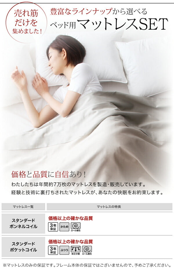 【新商品】選べる引出収納付きシンプルデザインローベッド Menoce メノーチェ スタンダードボンネルコイルマットレス付き 引き出し4杯 シングル 送料無料