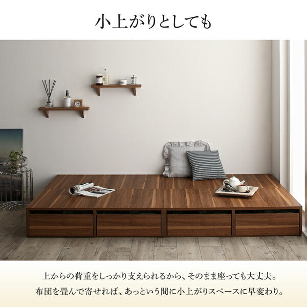 【新商品】衣装ケースも入る大容量デザイン収納ロングサイズベッド Daryl-long ダリル・ロング 引き出し4杯 シングル ロング丈 送料無料