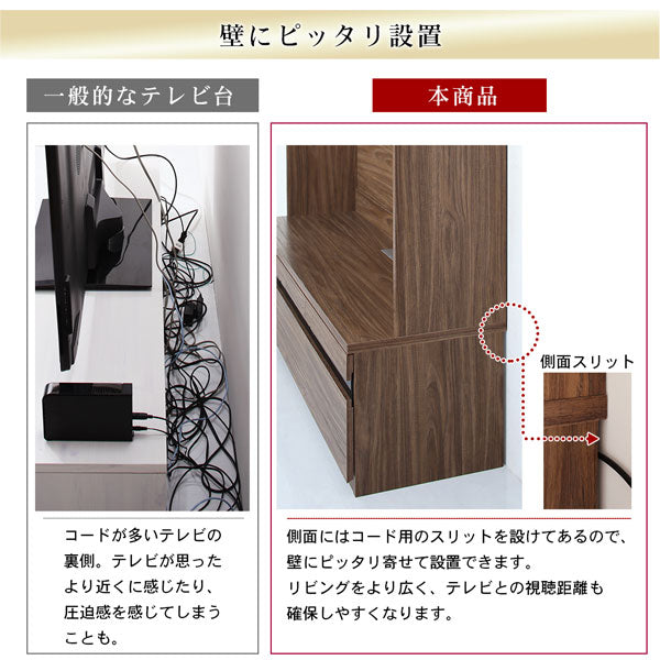 【新商品】ハイタイプテレビボードシリーズ Glass line グラスライン 3点セット(テレビボード+キャビネット×2) 木扉 送料無料