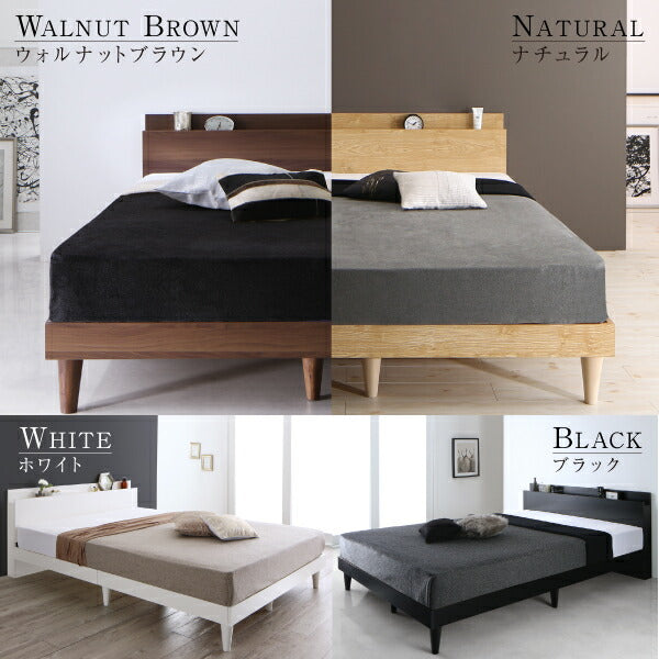 【新商品】棚・コンセント付きデザインすのこベッド Alcester オルスター マルチラススーパースプリングマットレス付き ダブル 送料無料