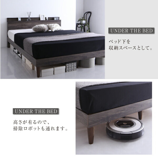 【新商品】組立設置付き 棚・コンセント付きデザインすのこベッド Alcester オルスター 国産カバーポケットコイルマットレス付き シングル 送料無料