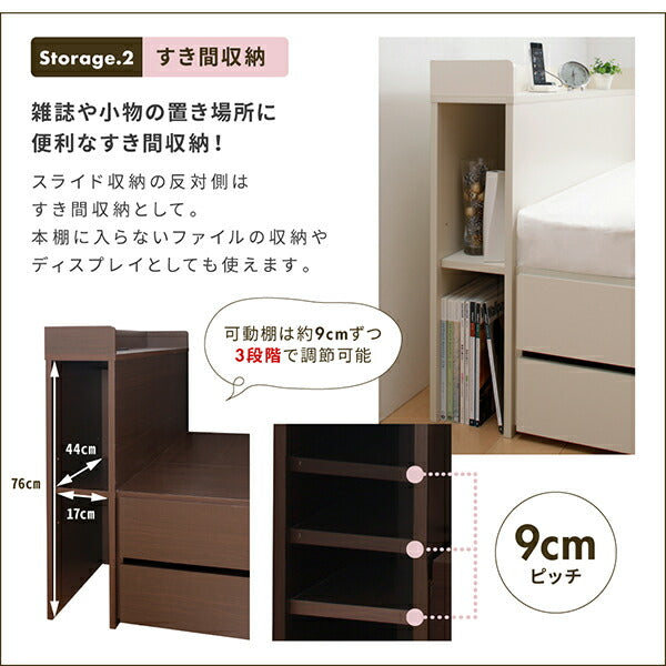 組立設置付 スライド収納付き コンパクトチェストベッド Compact-IN コンパクトイン 薄型抗菌国産ポケットコイルマットレス付き シングル ショート丈 送料無料