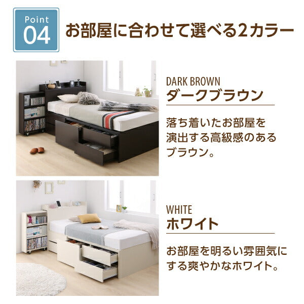 組立設置付 タイプが選べる大容量収納ベッド Select-IN セレクトイン プレミアムポケットコイルマットレス付き チェスト収納 シングル 送料無料
