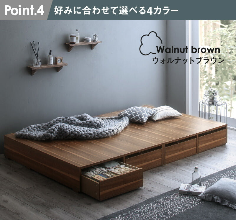 【新商品】組立設置付き ベッド チェストベッド 大容量収納ベッド/センペール2 薄型スタンダードボンネルコイルマットレス付き ロータイプ 引き出しなし シングル 送料無料