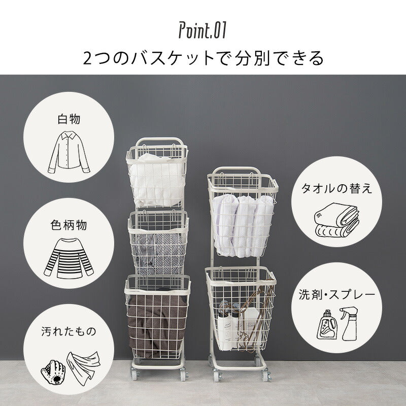2段ランドリーラック(丸型)-KR- 34.5×39×108cm 送料無料
