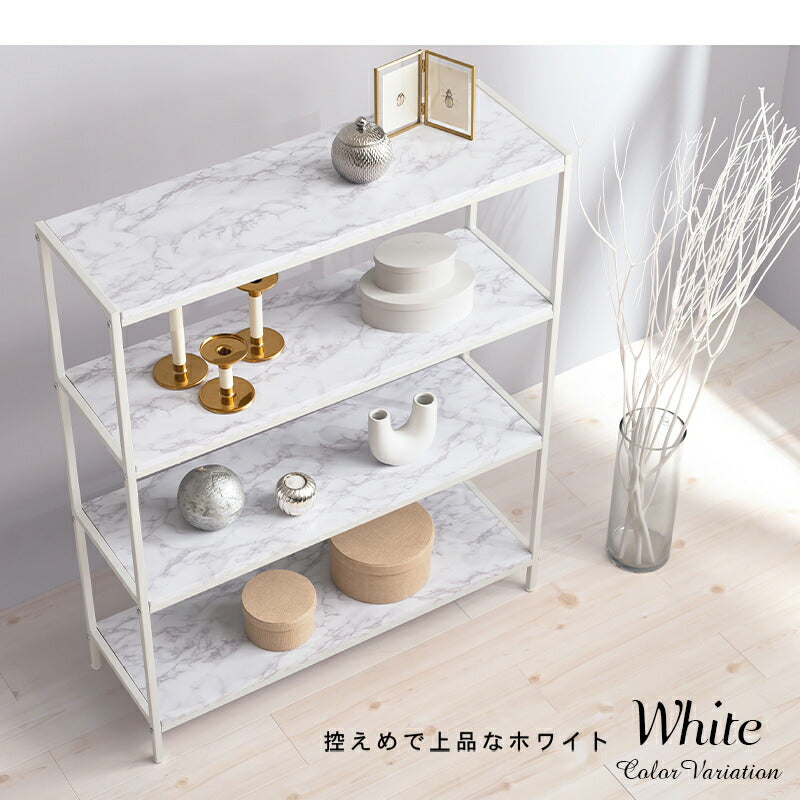 オープンラック-大理石調 90×30×109cm 送料無料
