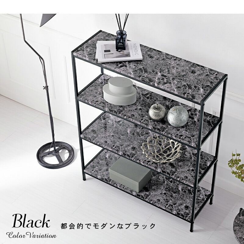 オープンラック-大理石調 90×30×109cm 送料無料