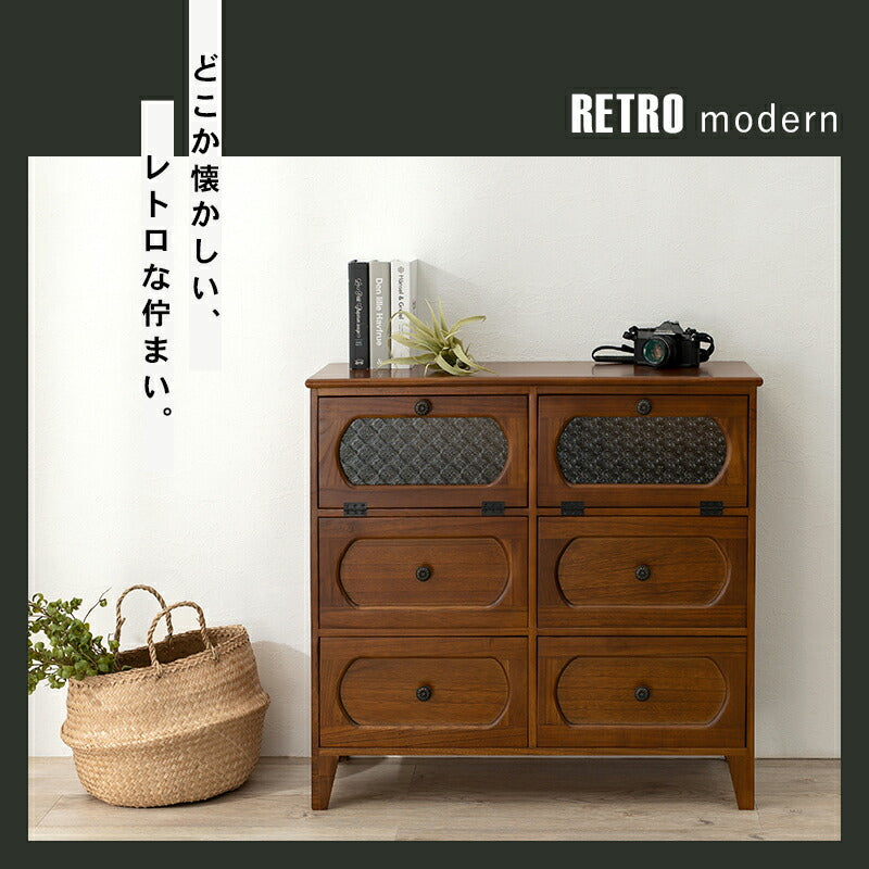チェスト-MCH51-レトロ 2列3段 80×32×78cm 送料無料