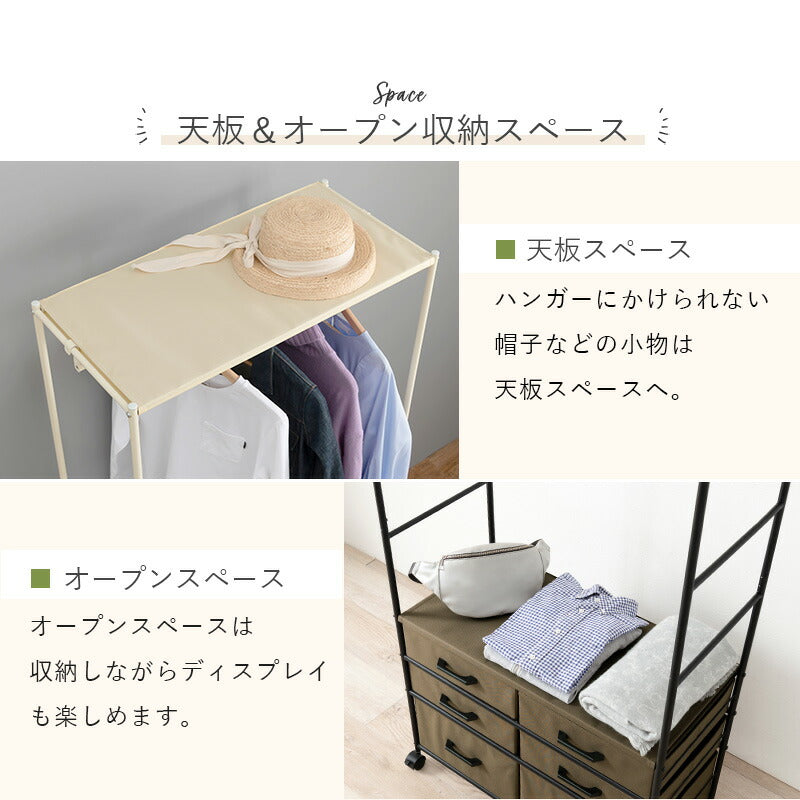 【新商品】ハンガーラック-引出し6杯付き 幅75cm 送料無料