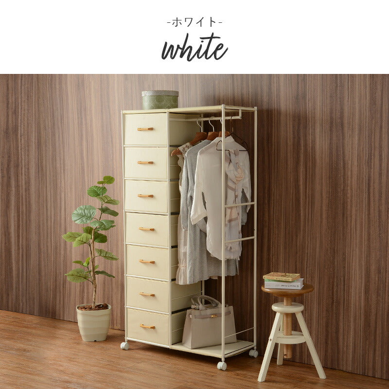 【新商品】ハンガーラック-引出し7杯付き 幅80cm 送料無料