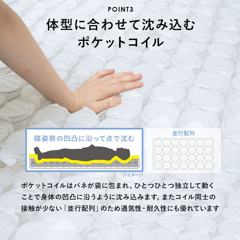 ポケットコイルマットレスベッド セミダブル 送料無料