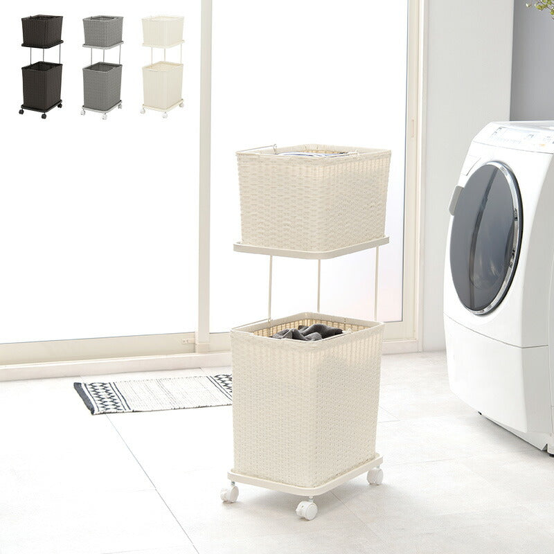 【新商品】ランドリーワゴン 2個タイプ 30×40×97cm 送料無料