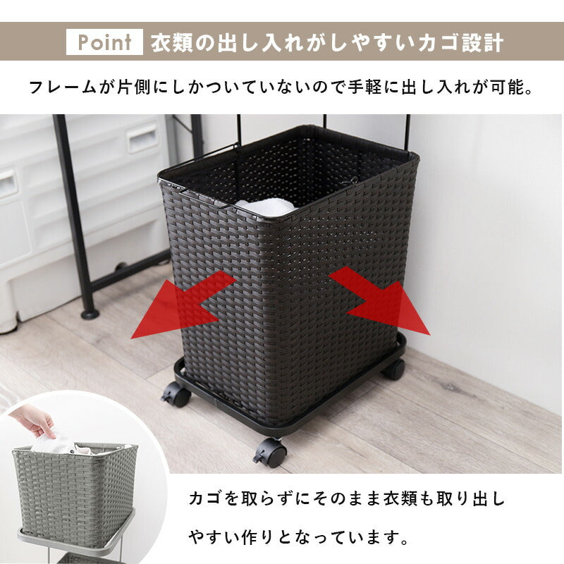 【新商品】ランドリーワゴン 2個タイプ 30×40×97cm 送料無料