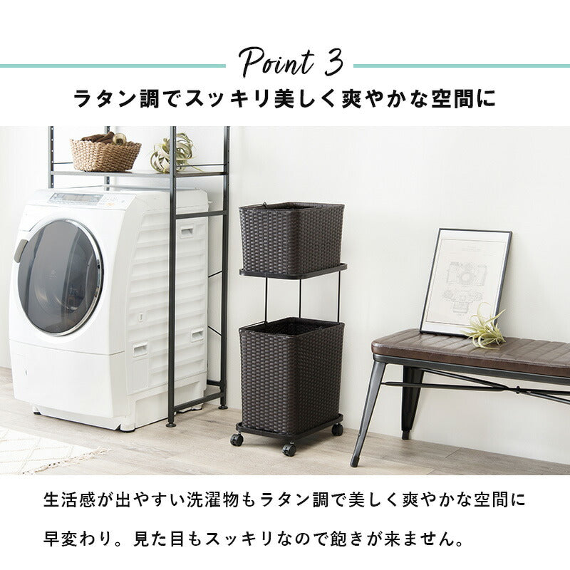 【新商品】ランドリーワゴン 2個タイプ 30×40×97cm 送料無料
